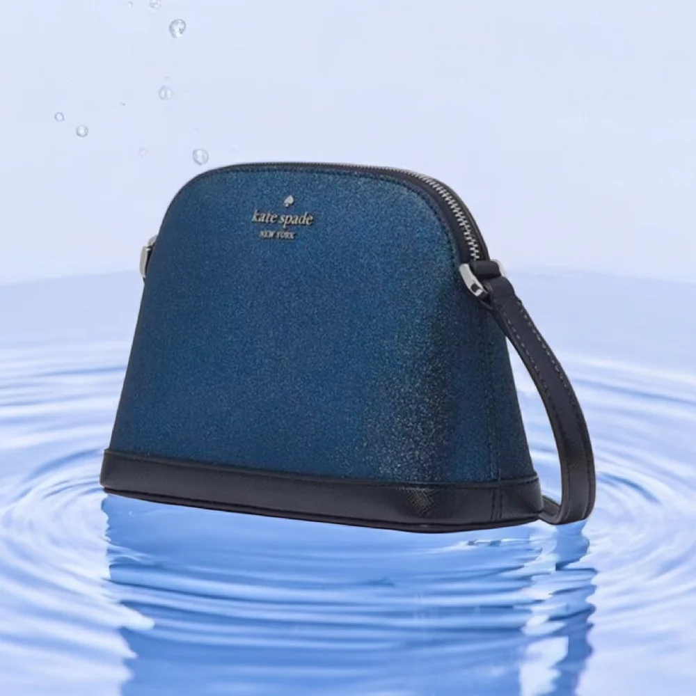 Kate Spade Tinsel Glitter  Small Dome Crossbody Bag Navy Blue Original 249.00 - Picture 2 of 5